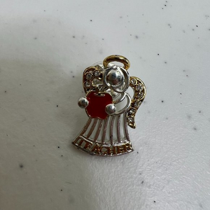 DM Angel Pin Teacher Apple Rhinestone Gold‎ Silver Tone Lapel Pin Brooch Gift
